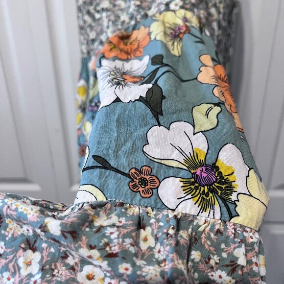 BOG Collective-Women's Spaghetti Adjust. Straps-Floral Dress-Small-Ruching Waist - Picture 6 of 16